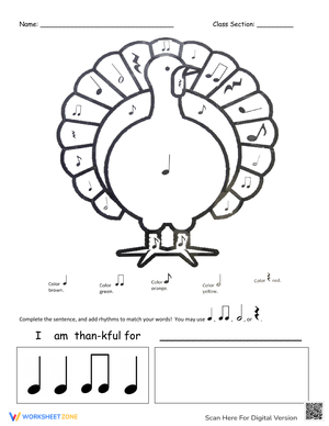 Thanksgiving Music Worksheet | Grade 1-3 Essential