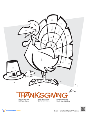 Music Note Turkey Worksheet | Grade 1-2 Essential