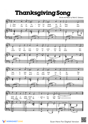 Sing Along with a Thanksgiving Song Worksheet