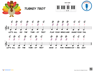 Thanksgiving Song Turkey Trot Treble Clef