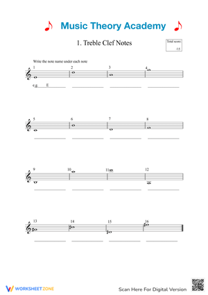 Treble Clef Worksheet