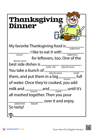Thanksgiving Dinner Ad Libs