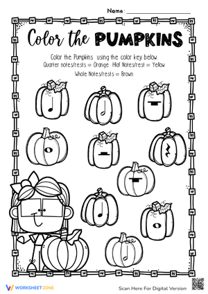 Thanksgiving Music Color the Pumpkins