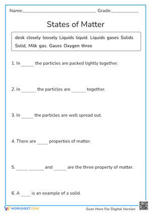 States of Matter fill in the blank 