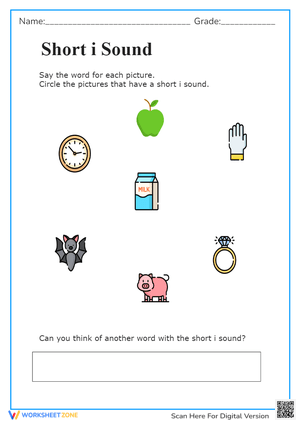 Short 'i' Sound Phonics Worksheet - Picture Sort for Early Readers
