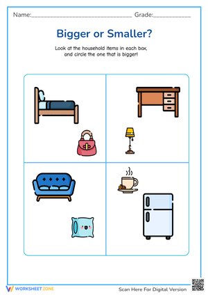 Bigger or Smaller? - Household Items Size Comparison Activity