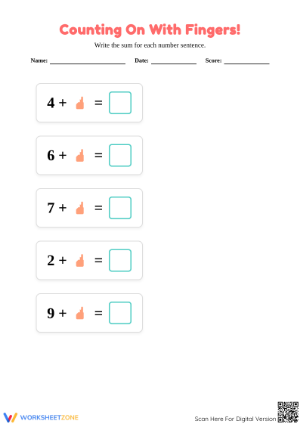 Counting On Addition Worksheet | Grade 1 Math Printable