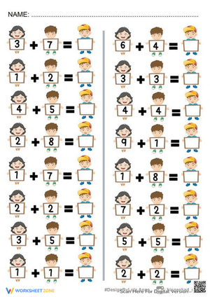 Addition within 0-10 Worksheet