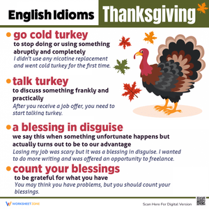 Thanksgiving Idioms Worksheet | Grade 4-6 Printable