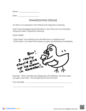 Thanksgiving Idioms Worksheet | Grade 4 Essential