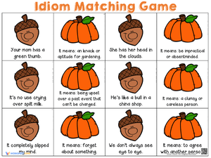 Fall Idioms Matching Game Worksheet