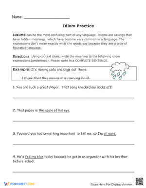 Idiom Practice Worksheet