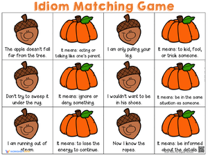 Autumn Idioms Matching Game Worksheet