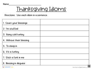 Thanksgiving Idioms Speech