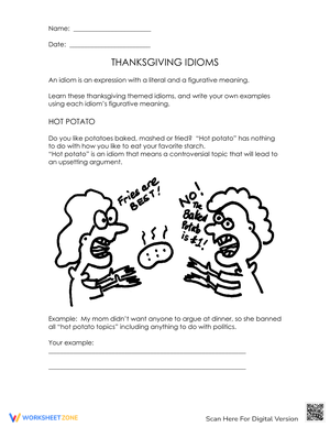 Thanksgiving Idiom Activity | Printable Grade 4-6 ELA