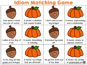 Seasonal Idioms Matching Game Worksheet