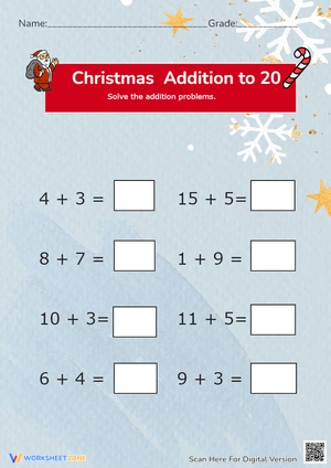 Christmas Addition to 20 Assessment