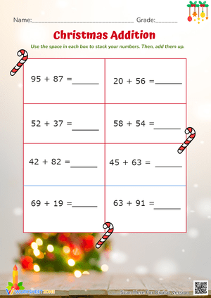 Christmas Addition: 2-Digit Math Practice for 2nd & 3rd Grade