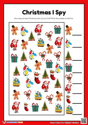 Engaging Christmas I Spy Activity Worksheet