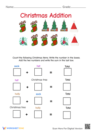 Christmas Addition Worksheet