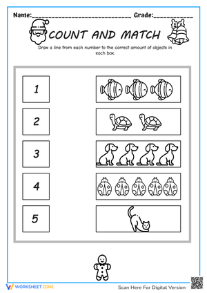 Christmas Count & Match: Numbers 1-5 Animal Math Fun!