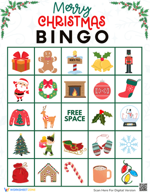 Merry Christmas Bingo Game for Kids