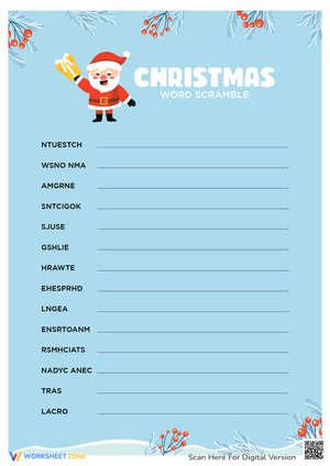Challenging Christmas Word Scramble Puzzle