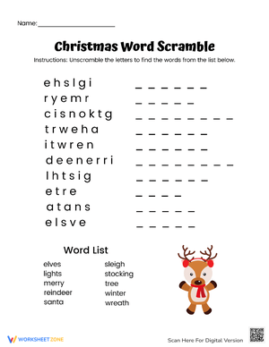Easy Christmas Word Scramble for Holiday Fun