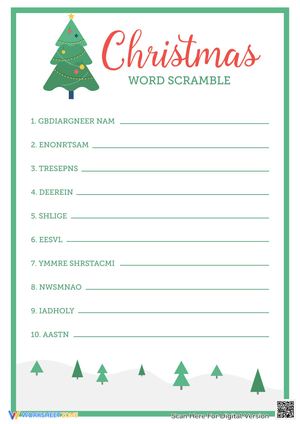 Holiday Christmas Word Scramble Fun