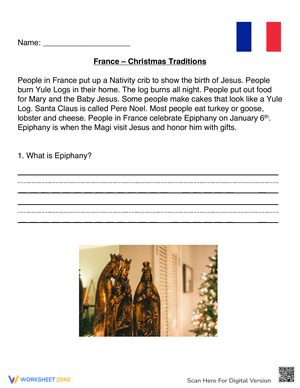 Explore France Christmas Traditions Worksheet