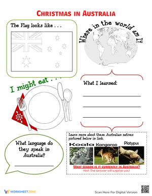 Christmas in Australia Learning Worksheet