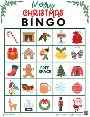 Festive Christmas Bingo Game Worksheet