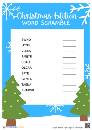 Easy Christmas Edition Word Scramble