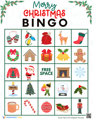 Merry Christmas Bingo Game Sheet
