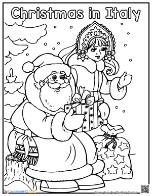 Color Christmas in Italy Worksheet for Holiday Fun