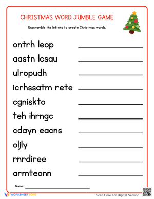 Christmas Word Jumble Game