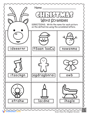 Christmas Word Scramble For Kids