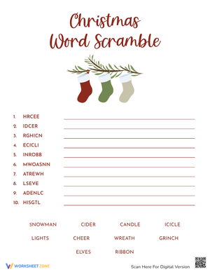 Christmas Word Scramble Festive Fun