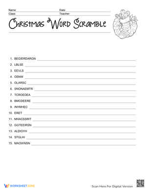 Christmas Word Scramble Festive