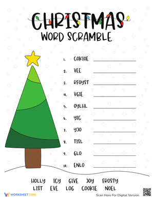Engaging Christmas Word Scramble Worksheet for Festive Fun