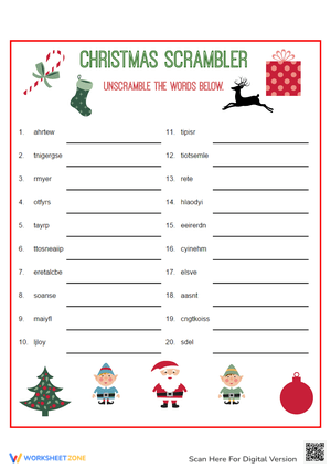 Festive Christmas Word Scramble for Holiday Fun