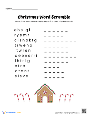 Hard Christmas Word Scramble for Advanced Learners
