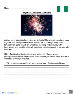 Explore Nigerian Christmas Traditions: A Festive Worksheet