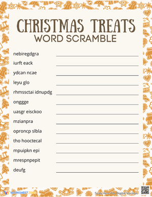 Sweet Christmas Treats Word Scramble for Holiday Fun