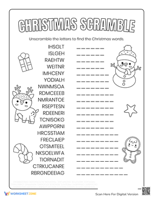 Hard Christmas Word Scramble for the Holidays