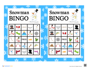 Winter Fun with a Snowman Bingo Game