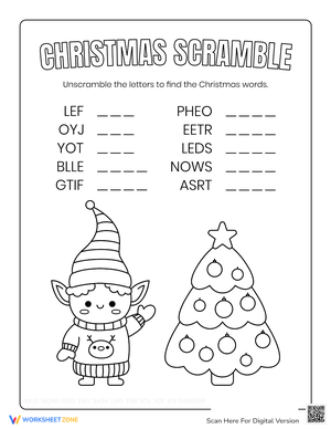 Easy Christmas Word Scramble: Fun Holiday Activity