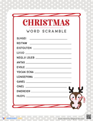 Fun Christmas Word Scramble Worksheet