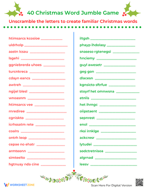Challenging Christmas Word Jumble Game
