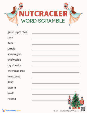 Unscramble Words with the Nutcracker Word Scramble Worksheet